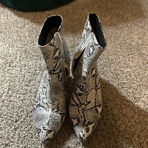 Snakeskin Pattern Ankle Boots